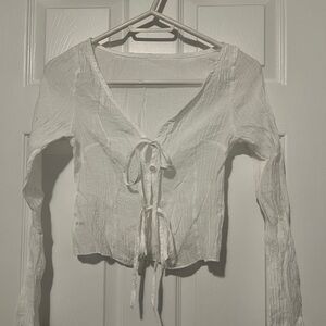 Elegant White Tie-Front Blouse